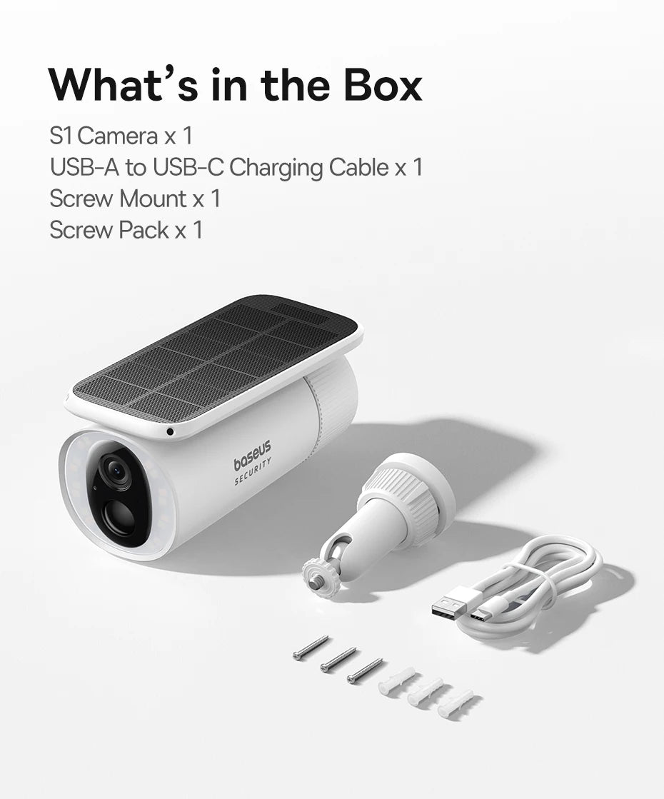 Solar Outdoor Security Camera 2K WiFi 145° Wide-Angle Night Vision