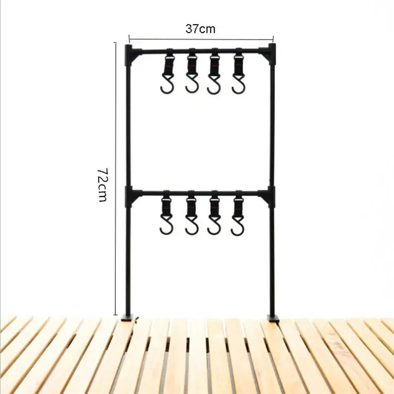 Camping Desktop Storage Rack with Hooks for Outdoor Tables