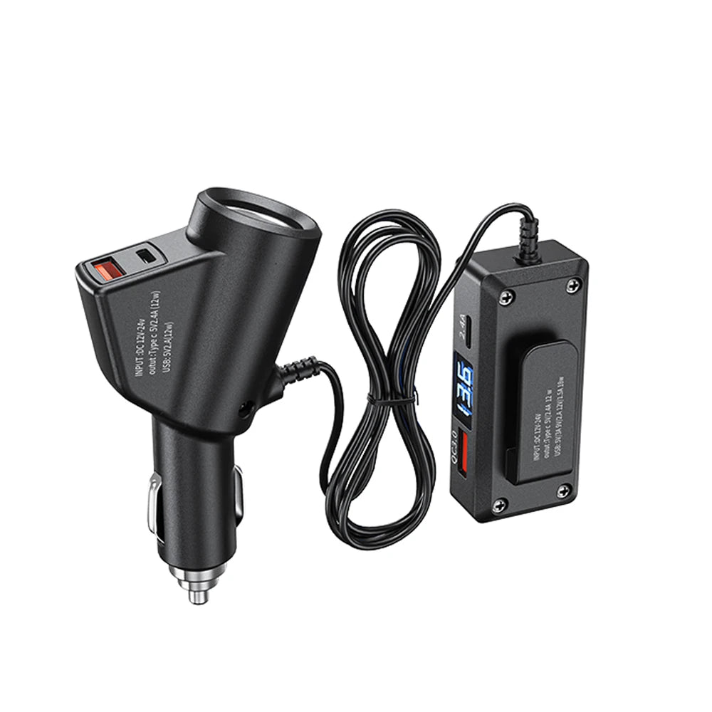 USB punjač za automobil s prikazom napona, opcije A/B