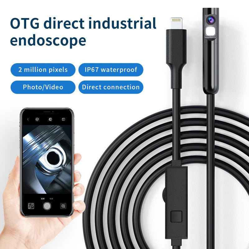 2MP Endoscope Camera 8mm for iPhone and Android, Dual Lens