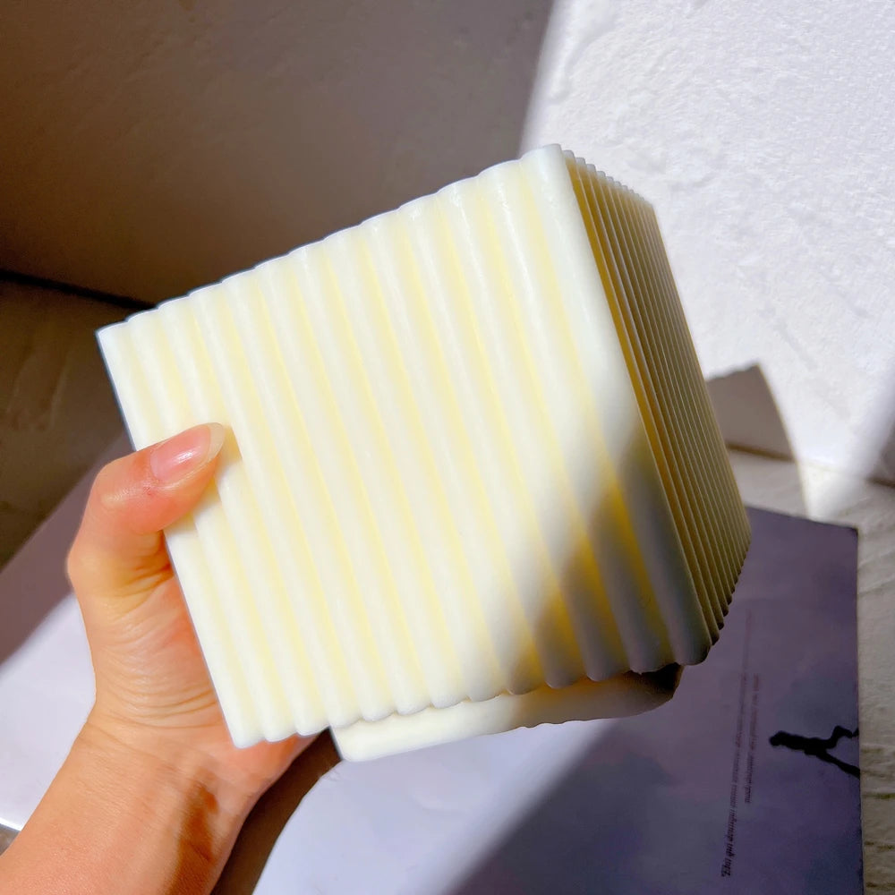 Ribbed Square Silicone Candle Mould — D206