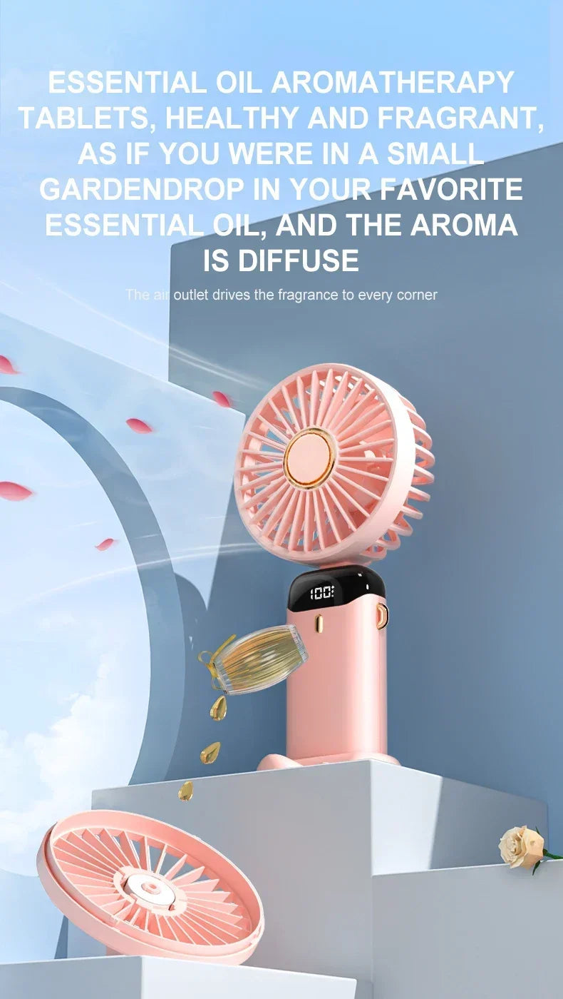 Foldable 5-Speed Handheld Mini Fan with LED Display