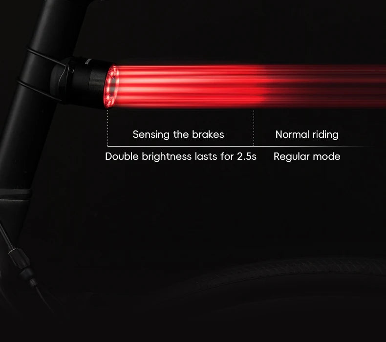 Intelligentes Fahrrad-Rücklicht mit Bremslichtsensor & 5 Modi, USB-C