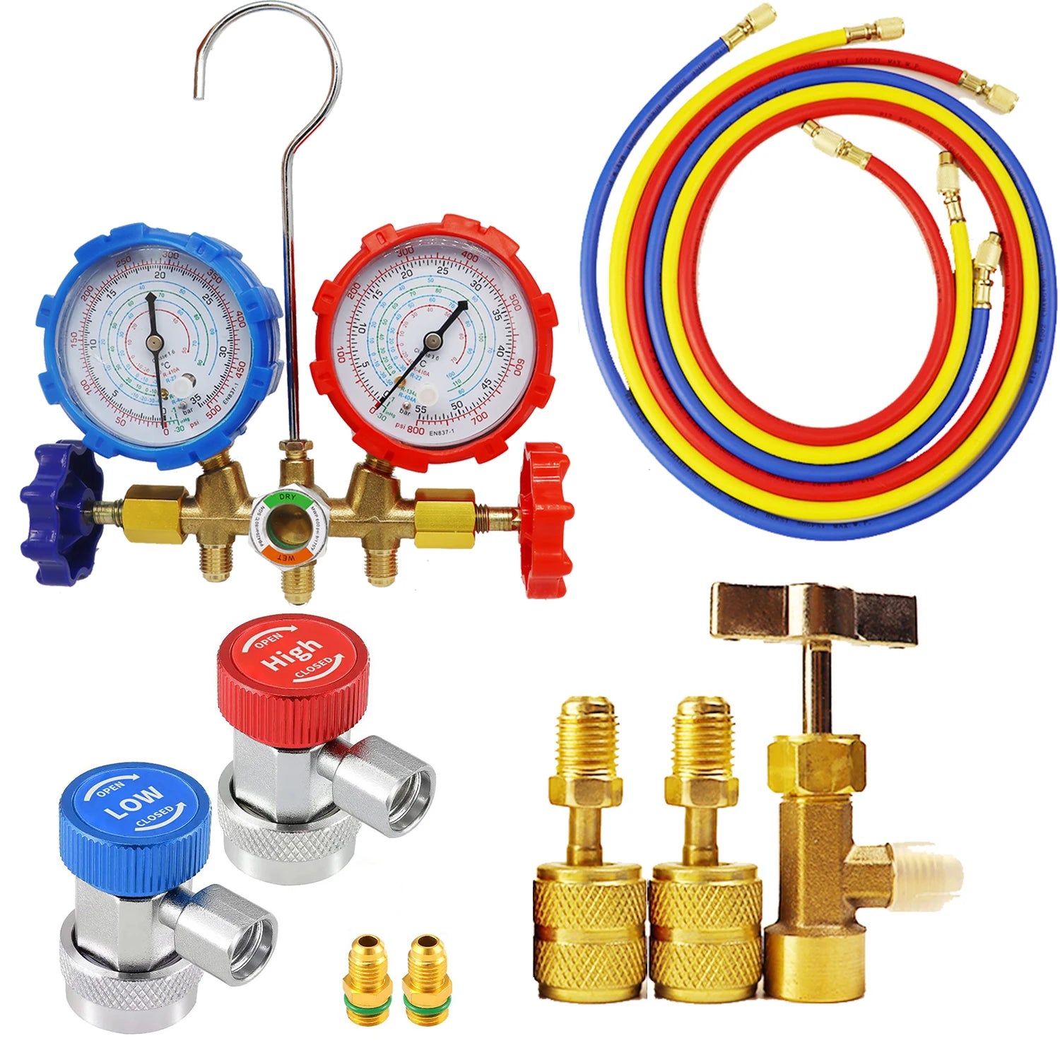 Refrigerant Manifold Gauge Set for R410A R22 R134A AC Charging