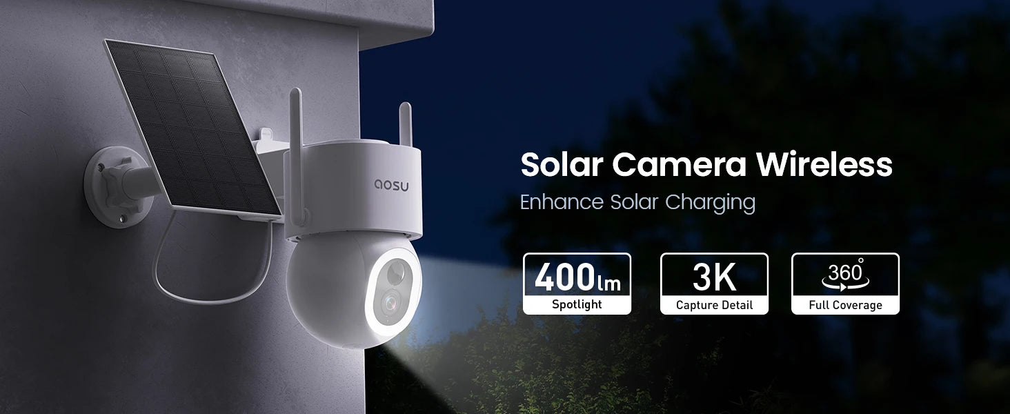 5MP Solar PTZ Outdoor Security Camera with AI Detection and Color Night Vision