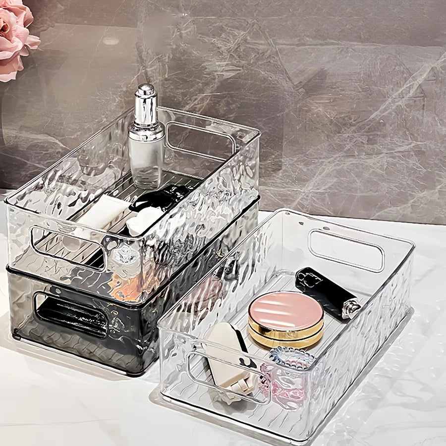 Stackable Clear Storage Bin with Carry Handles