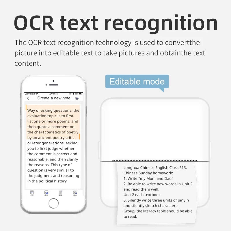 X6 Mini Taşınabilir Mürekkepsiz Etiket ve Fotoğraf Baskısı için Termal Yazıcı