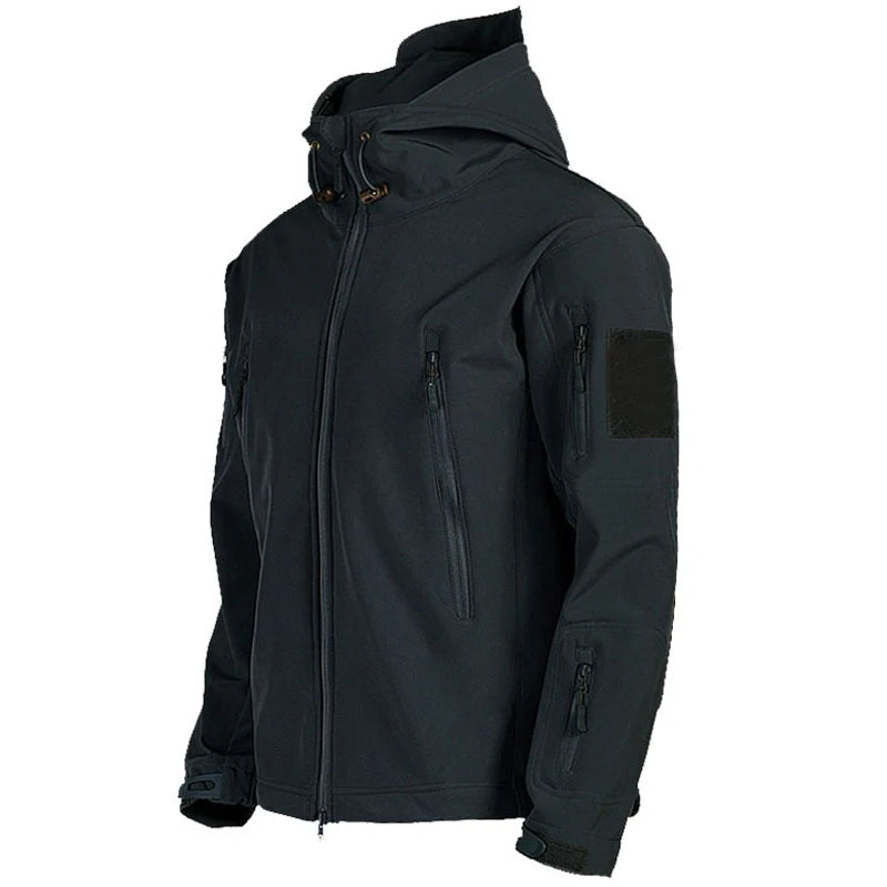 Men’s Tactical Waterproof Soft Shell Jacket with Hood – Windproof
