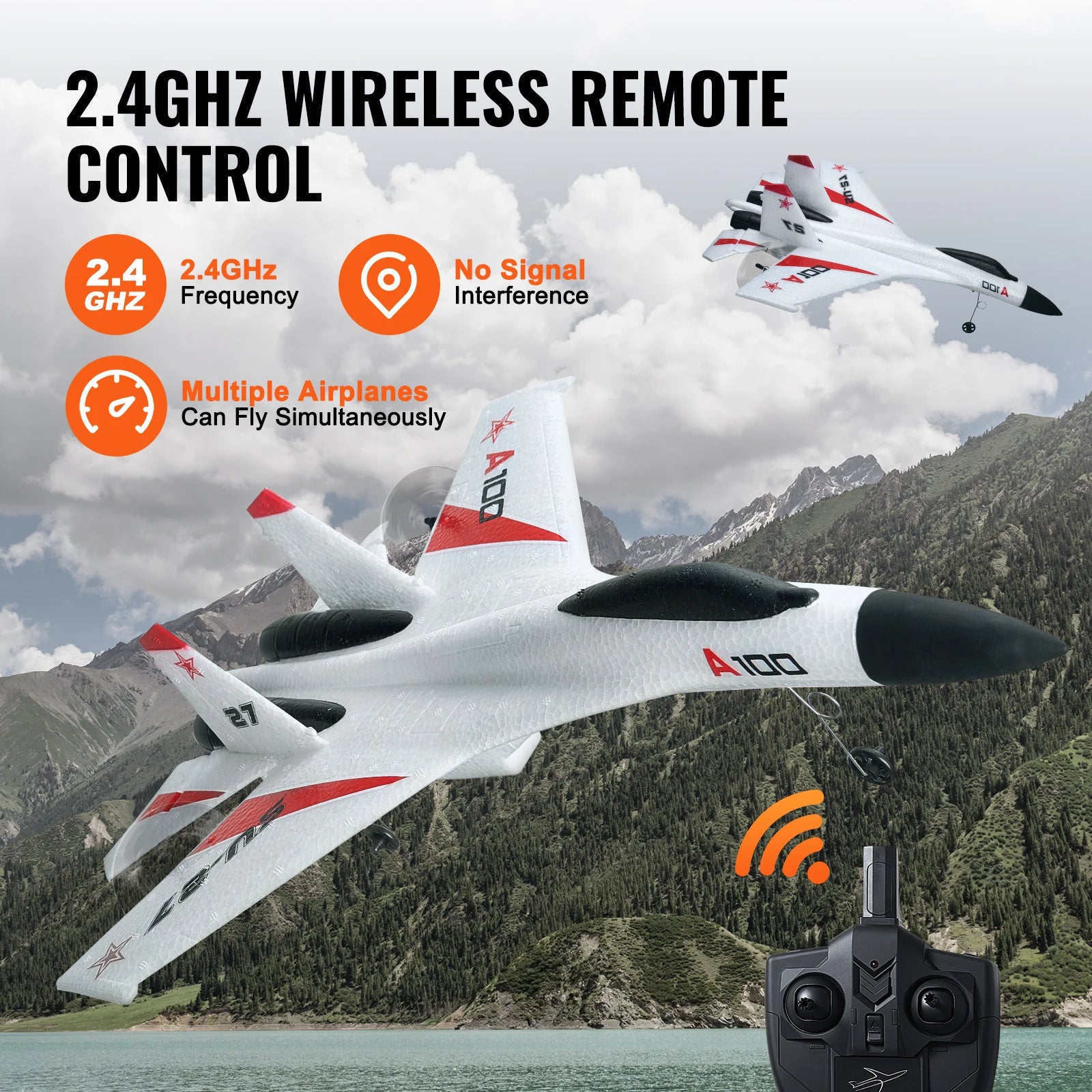 Avion télécommandé RC planeur 4 canaux avec 2 batteries
