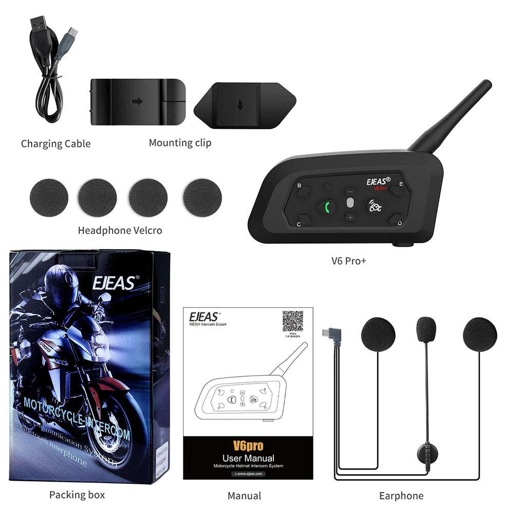 EJEAS V6 Pro+ Motocyklová prilba Interkom Bluetooth headset