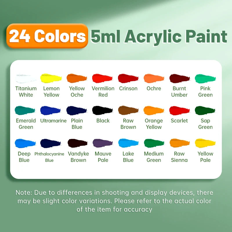 Set di pittura acrilica portatile con 12, 18 o 24 colori