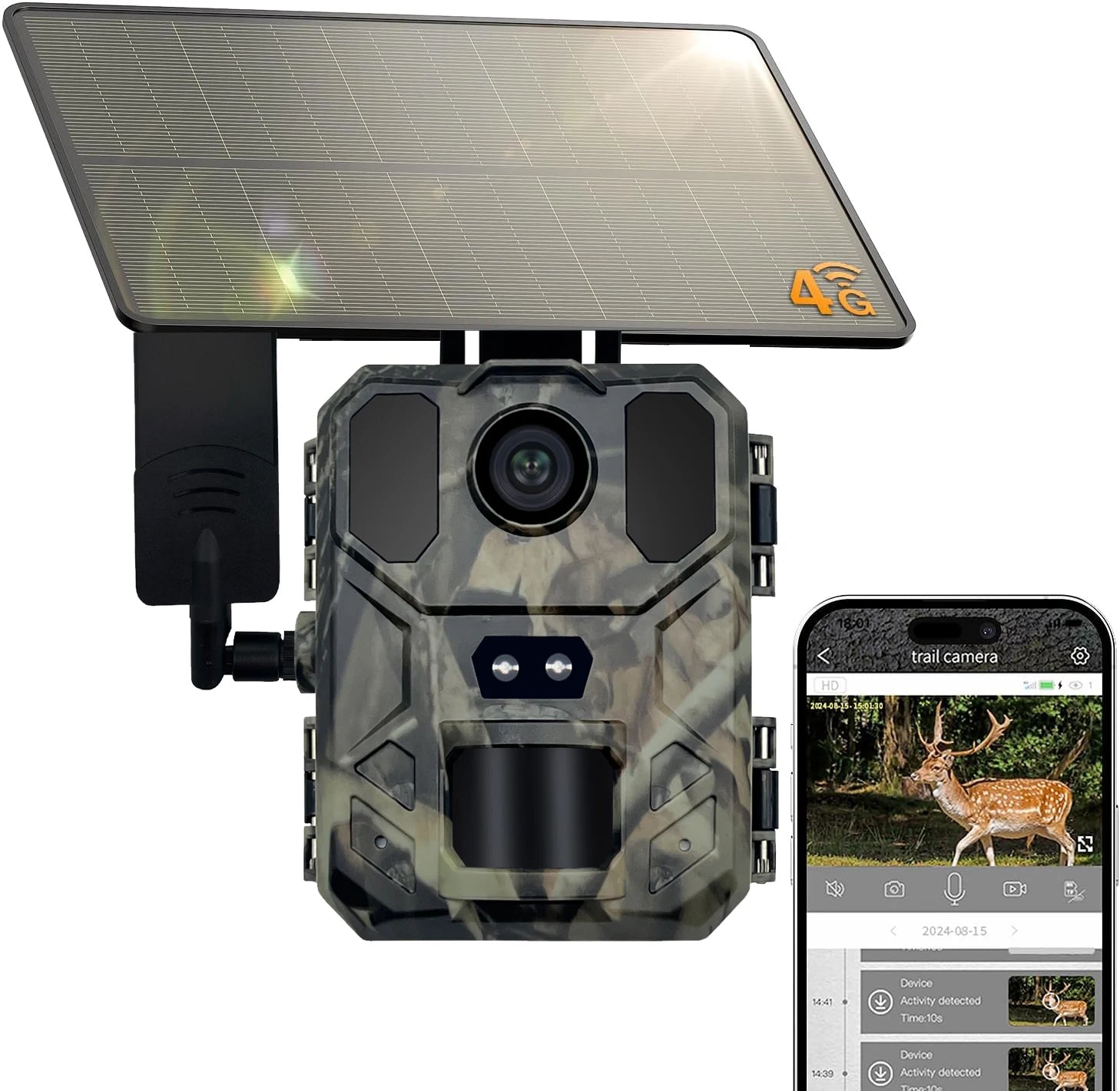 4G Solar Trail Camera with 30MP 2K Live Feed and Night Vision