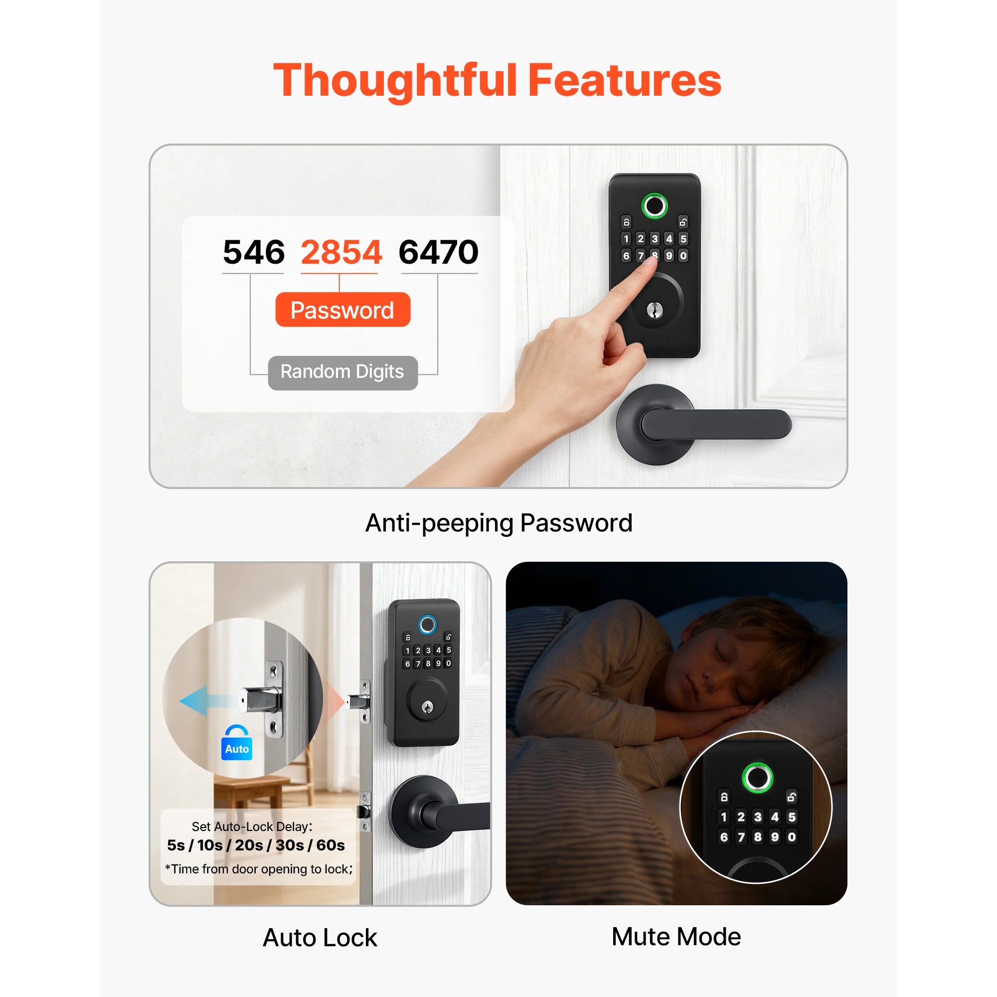 Fingerprint Door Lock Keyless Entry Deadbolt with Handle