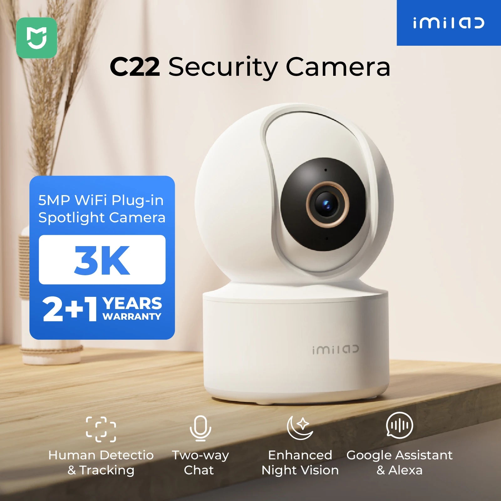 IMILAB Indoor 5MP 360° Pan‑Tilt Security Camera