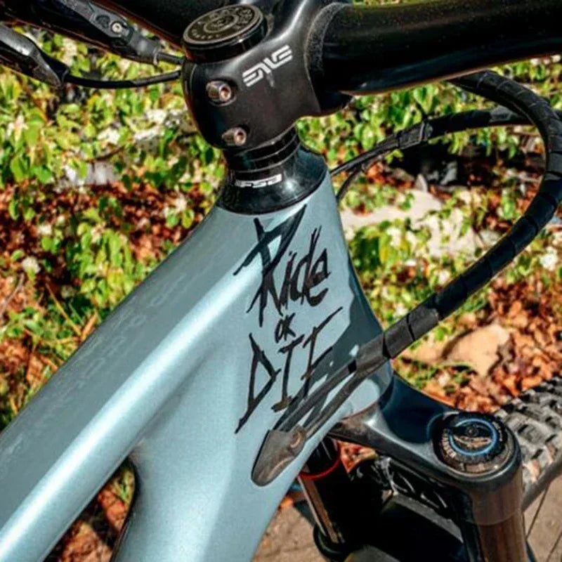 1PC Ride or Die Bike Frame Stickers Bicycle Top Tube Waterproof Vinyl Decals for MTB Bicycle Decorative Motorcycle Accessories
