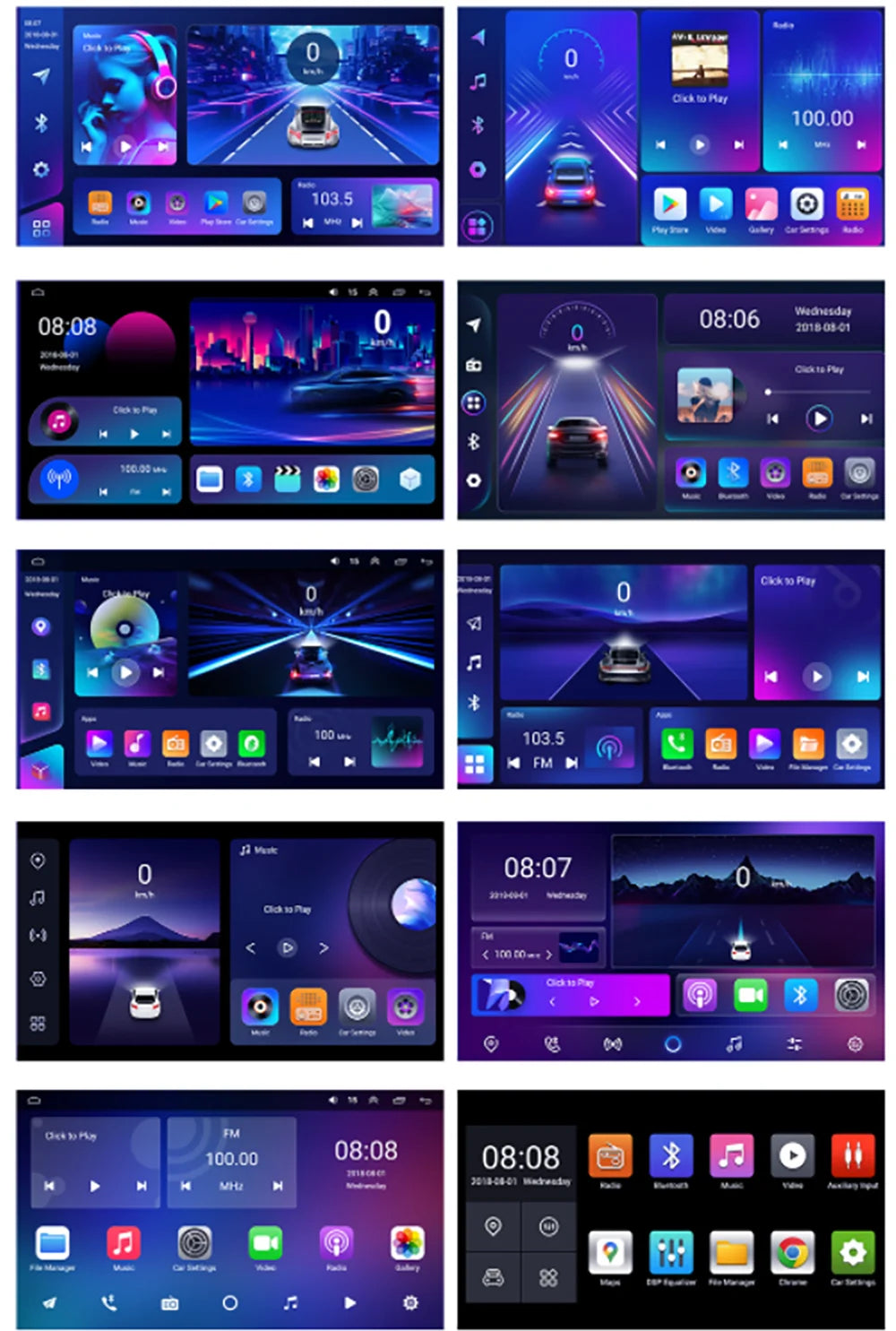 7/9/10 Zoll Universal Android 13 Autoradio 32G/64G Autoradio Android 2 Din Car Radio GPS BT Zentrale Multimedia Intelligente Fahrzeugssysteme