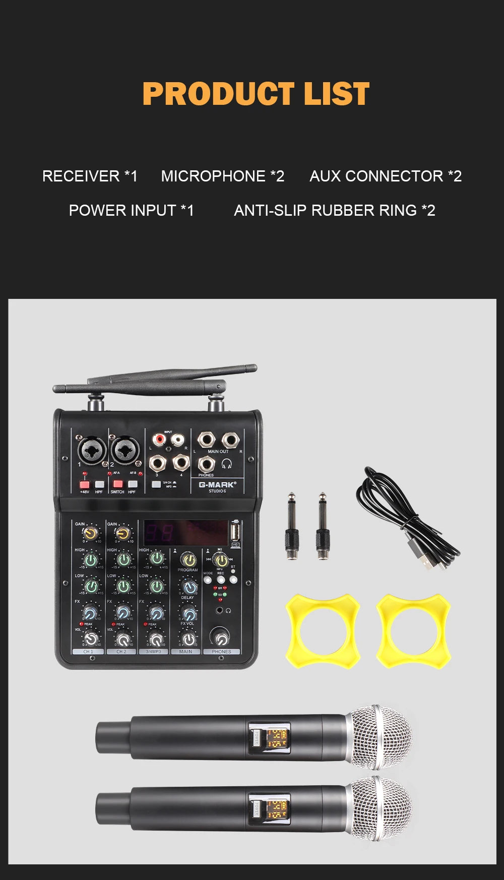 Studio 6 Audio Mixer with Bluetooth and USB