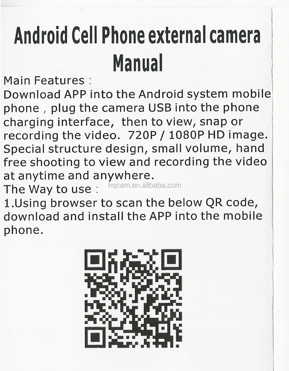 1080P Micro UVC OTG USB Mini Camera for Smartphones and Computers