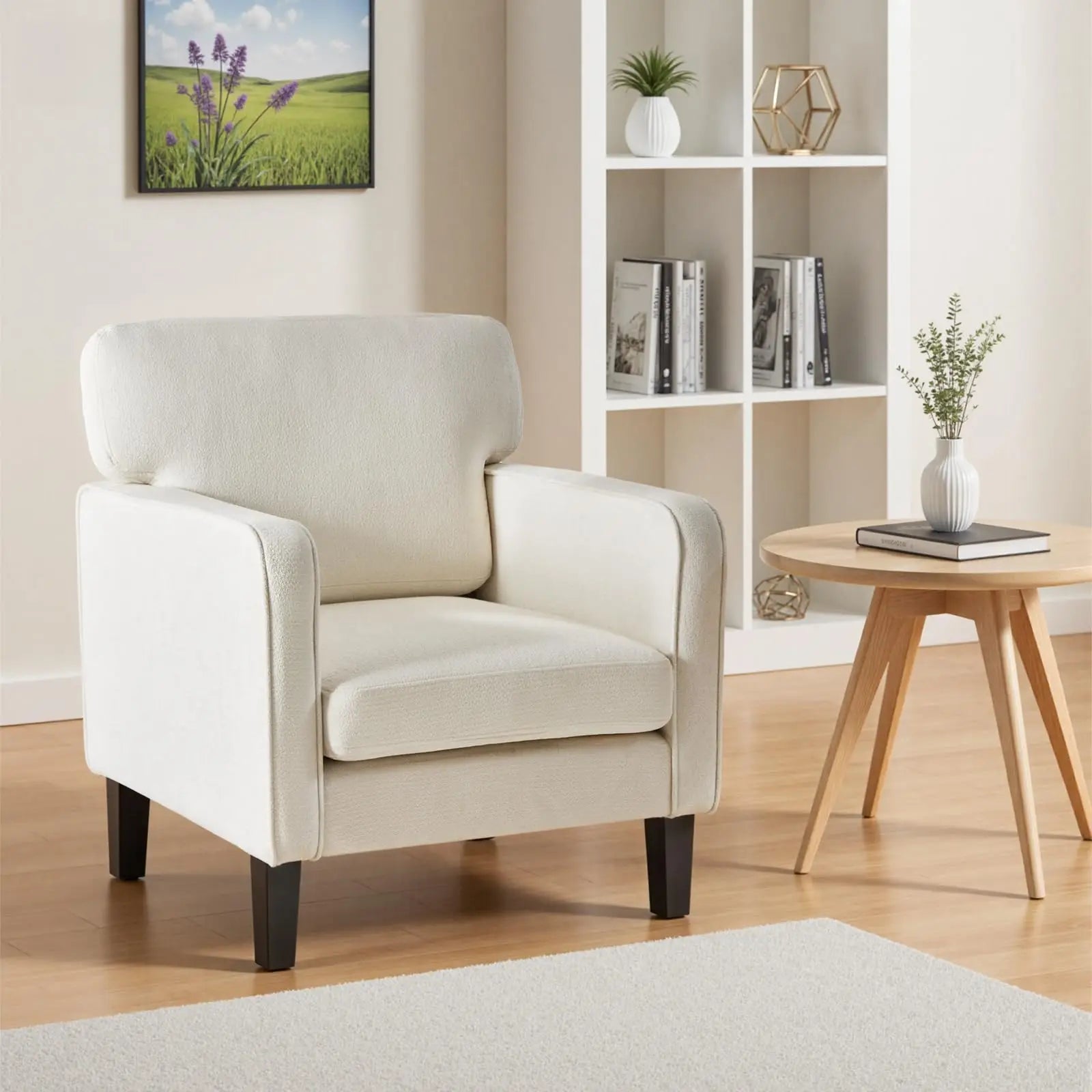 Modern Accent Lounge Chair with Armrests and Ergonomic Backrest