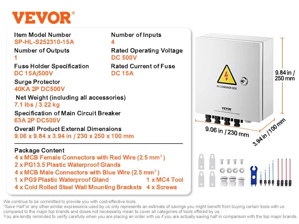 PV Combiner Box 4/6 String Solar Panel System with DC Protection