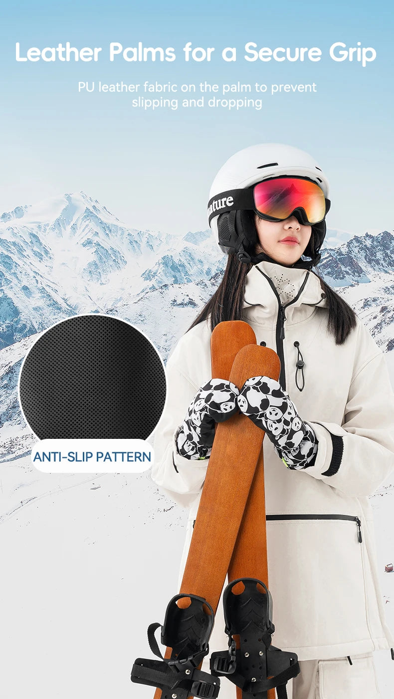 Kids Winter Ski Gloves Waterproof Non-Slip Touchscreen Warm Gloves