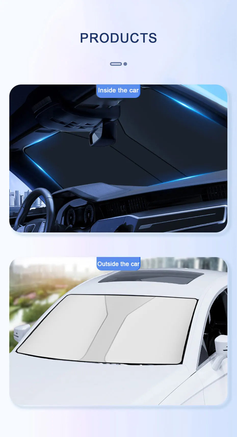 SEAMETAL Car Windshield Sun Shade Foldable Front Window Sun Protection Cover Anti UV Summer Cooling Sunshade Curtains for Car