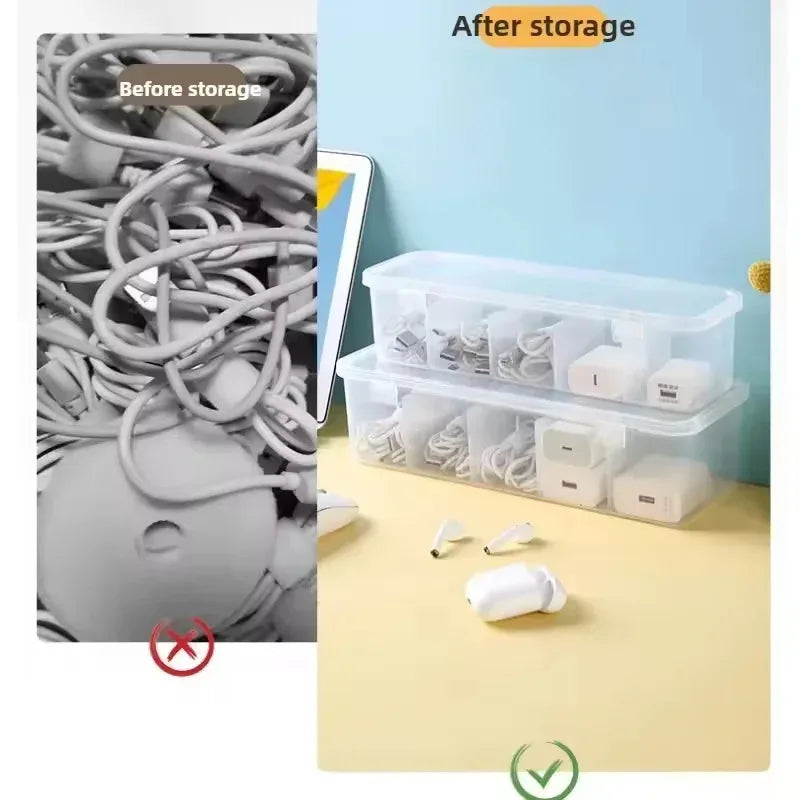 Clear Cable Storage Box with Lid
