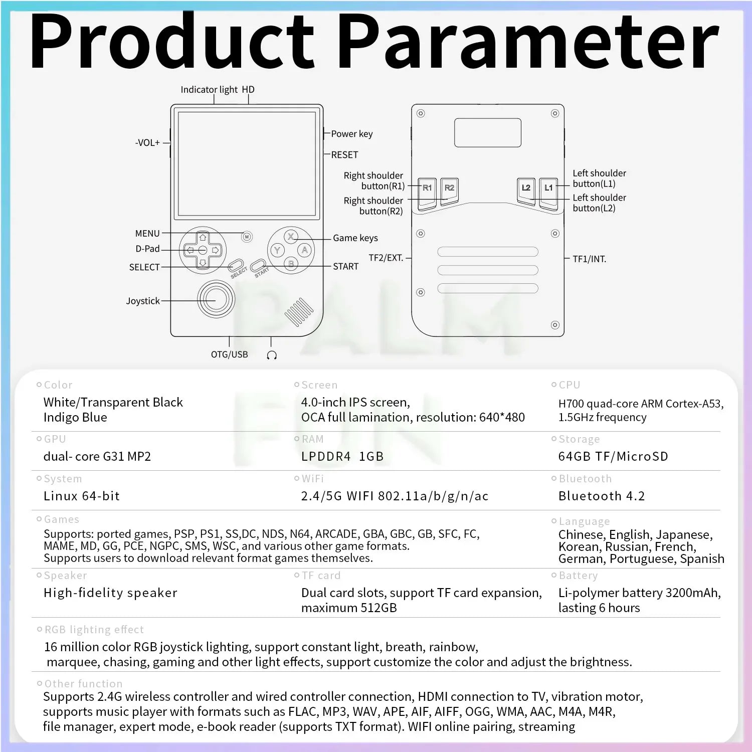 RG40XXV Console di gioco portatile retrò