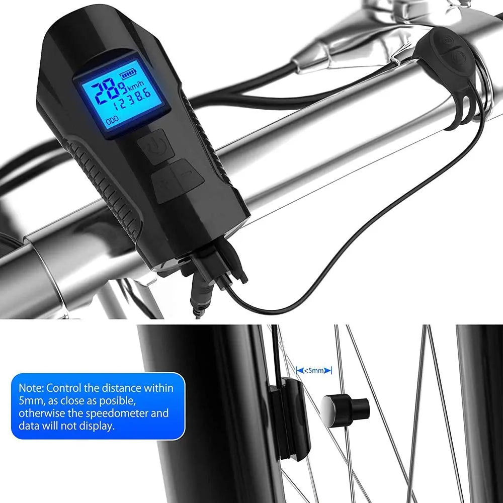 Rechargeable Bicycle Light with Horn and Speed Display