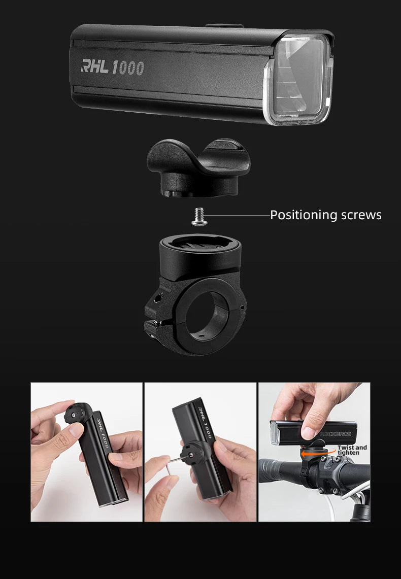 Set Luci per Bici ROCKBROS MTB Strada Impermeabile 200LM/400LM Faro Anteriore + Luce Posteriore Intelligente con Sensore Frenata Automatica