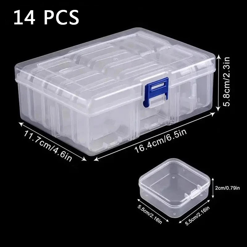 Clear Mini Storage Boxes, 14 to 42 Piece Sets