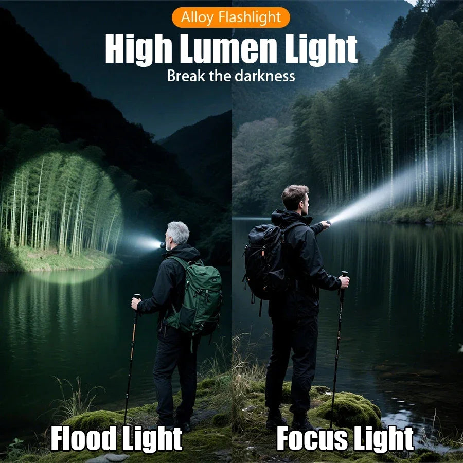 Rechargeable Zoomable Flashlight with Power Bank and 5 Modes