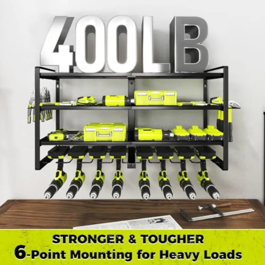4-Layer Heavy Duty Wall-Mount Power Tool Organizer Rack