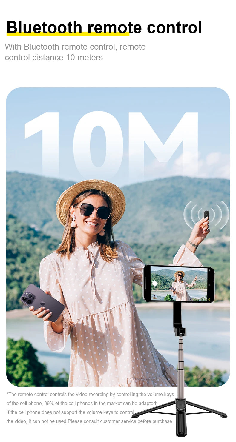 TELESIN Magnetic Selfie Stick Tripod with Remote For Cellphone For iPhone 16 15 14 13 12 Pro Max For HUAWEI XIAOMI SAMSUNG