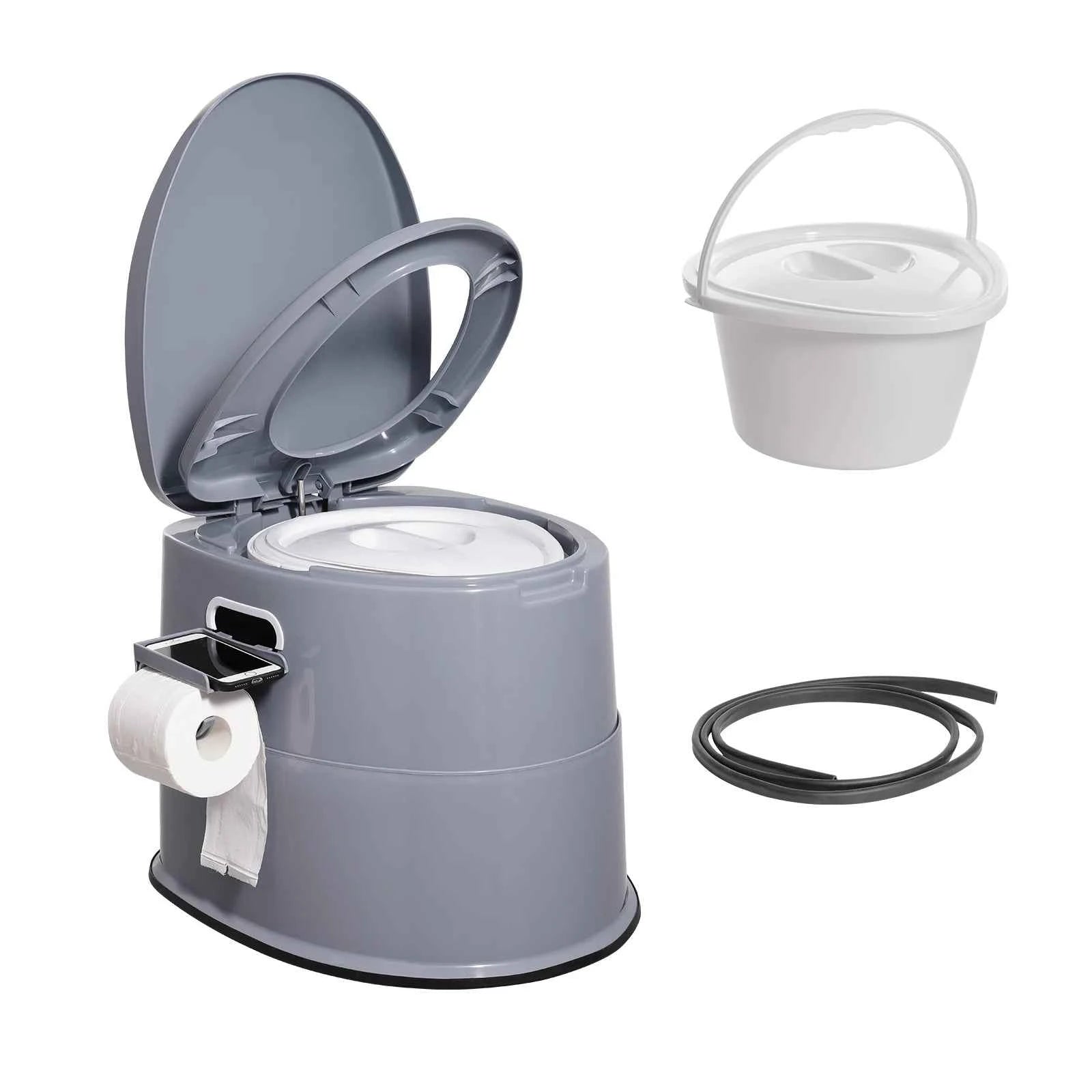 Portable Toilet for Camping with 1.3 Gal Detachable Inner Bucket and Removable Paper Holder