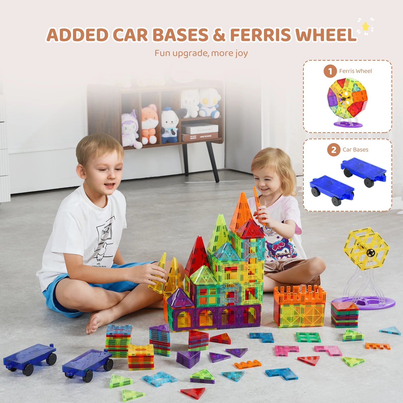 180PCS Magnetic Building Tiles Set with Storage Bag for Kids