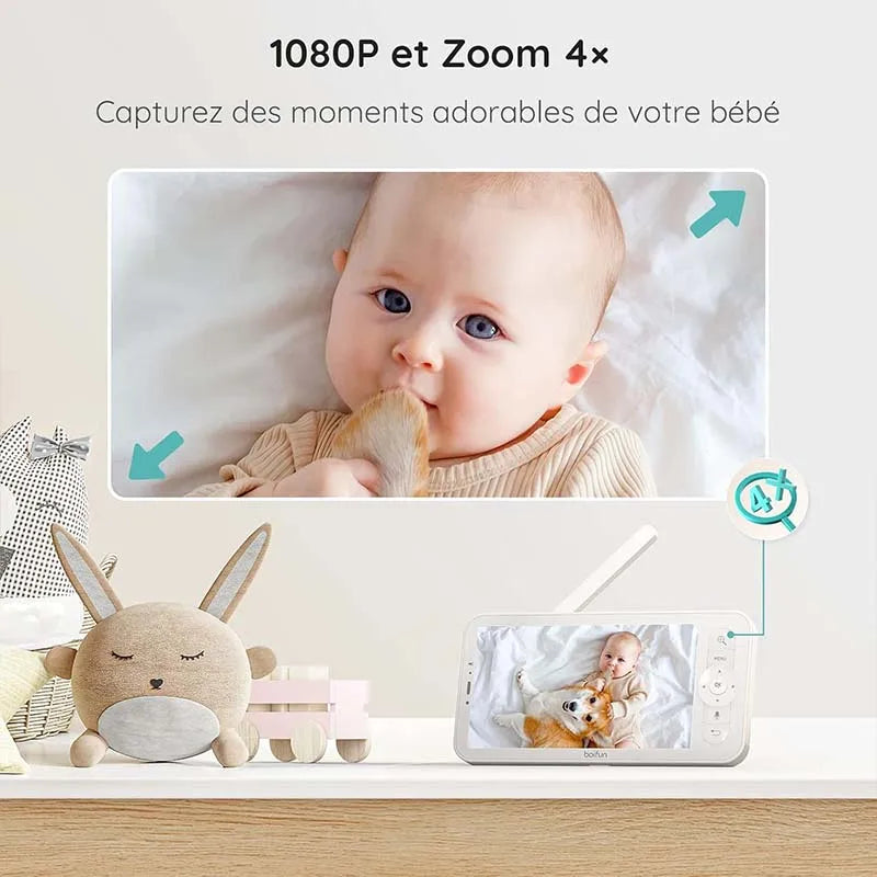BOIFUN 1080P Baby Monitor with 355° PTZ and App Control