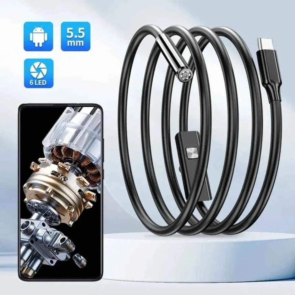 USB Endoscope for Android Phone 5.5mm Inspection Camera with 6 LED Lights