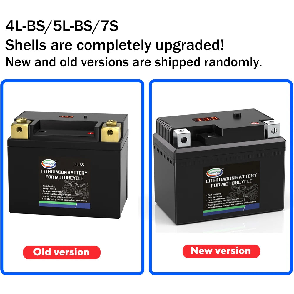 Motorcycle Battery 12V LiFePO4 Lithium Ion 4L-BS 160CCA Size-113x70x89mm Built-in BMS Board Lithium Phosphate Ion Battery