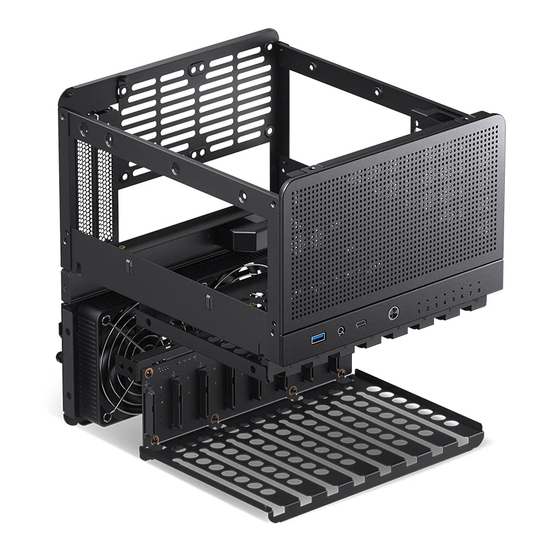 JONSBO N3 Mini NAS-chassi ITX Mini aluminium med stålplatta, stöd för 130 mm CPU-kylare, två 100×25 mm-fläktar ingår