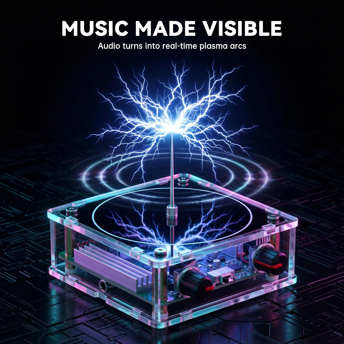 Music Reactive Plasma Coil Desktop Display