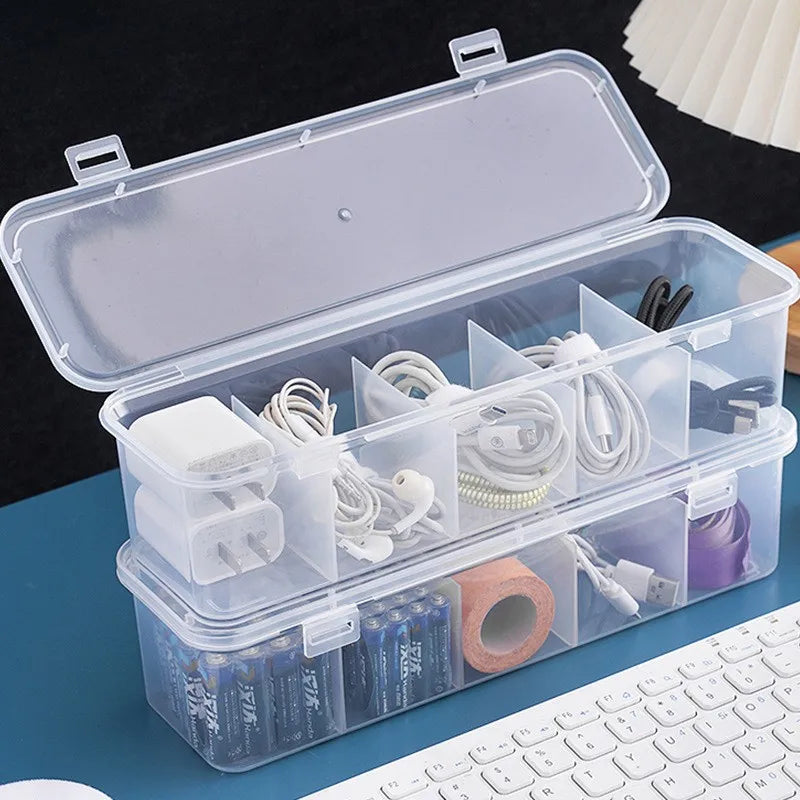Transparent Cable and Card Organizer Case with Lid