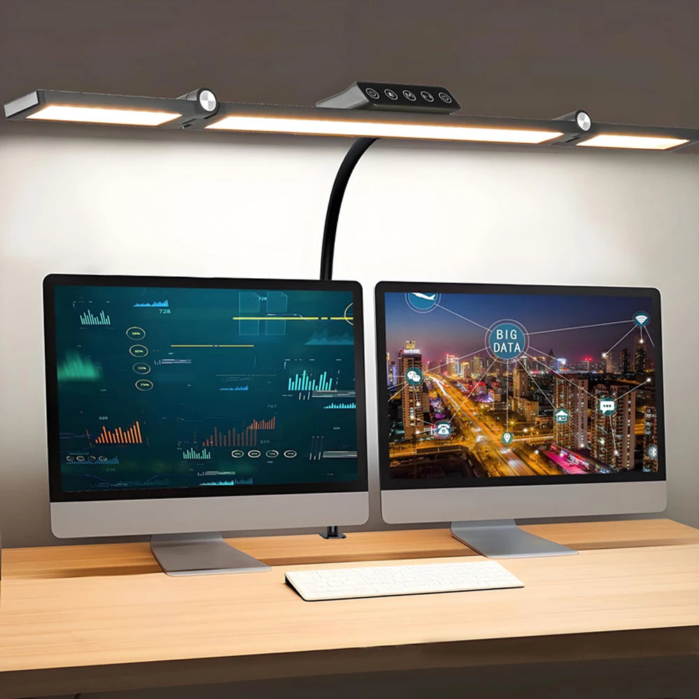 Nastaviteľná LED stolová lampa so svorkou a automatickým stmievaním svetla