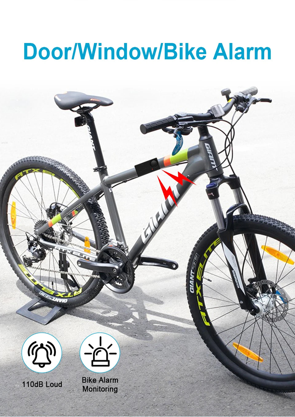 Awapow Wireless Vibration Bike Alarm With Remote Control Anti-Theft Door And Window Alarm 110dB Loud Home Bicycle Security