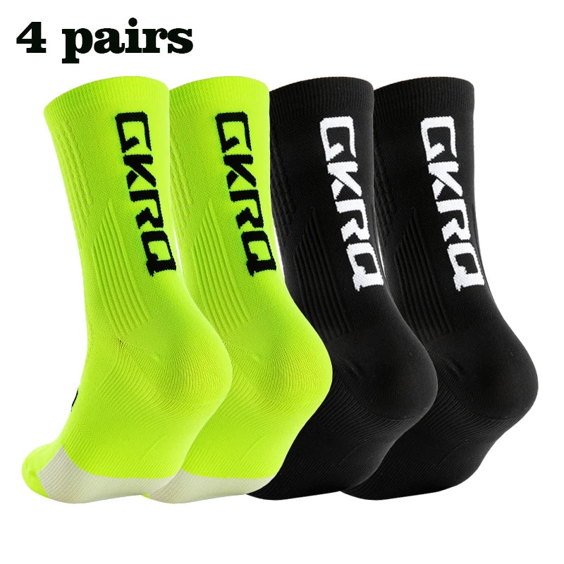 Meias de ciclismo GKRQ, conjunto de 4 pares, tamanhos M ou L