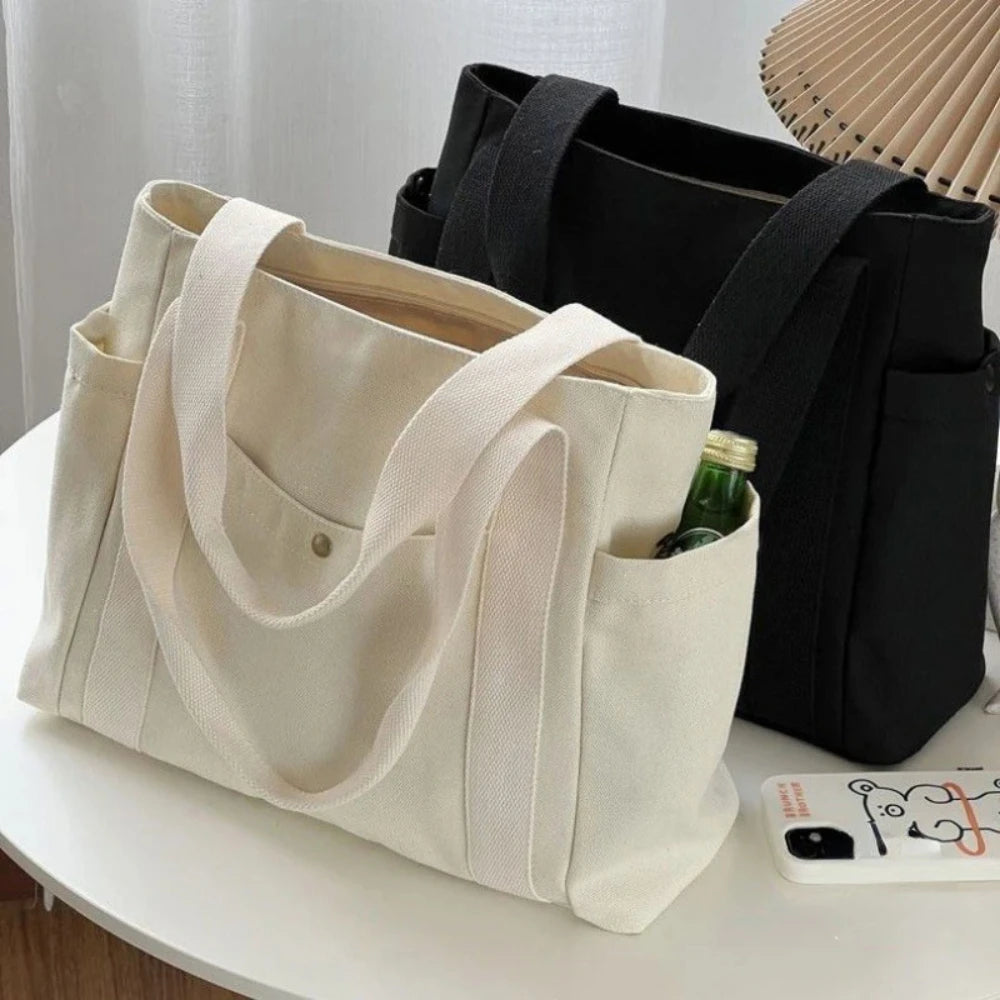 Everyday Zipped Tote Bag, Black or White