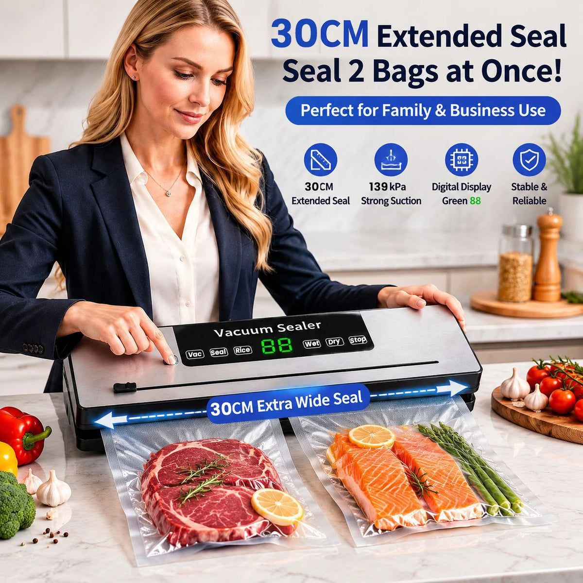 Scelleuse sous vide automatique pour aliments avec cutter intégré