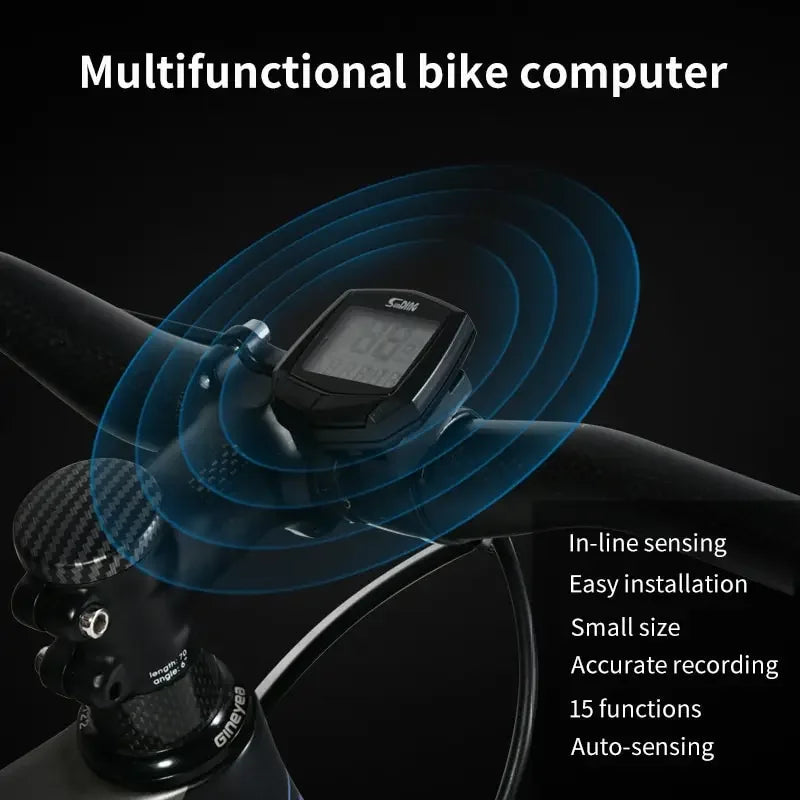 Bicycle Cycling Computer LCD Display Wired Odometer 15 Kinds of Functions Accurate Recording Auto Sleep Replaceable Battery