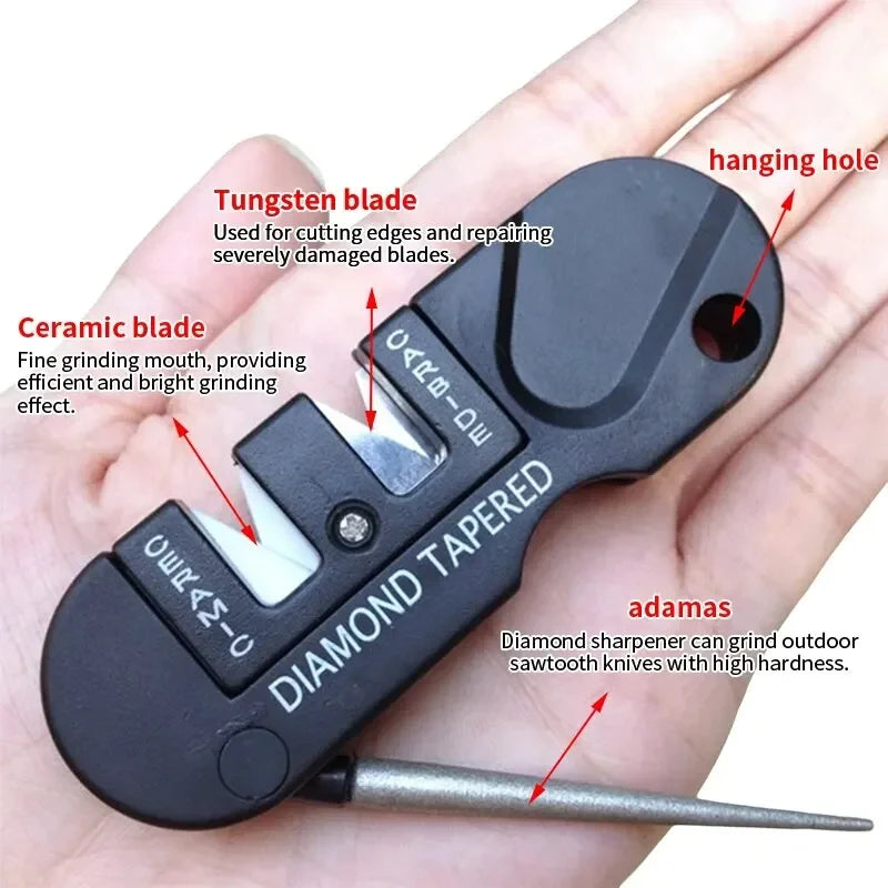 Pocket Knife Sharpener with Ceramic and Carbide Elements