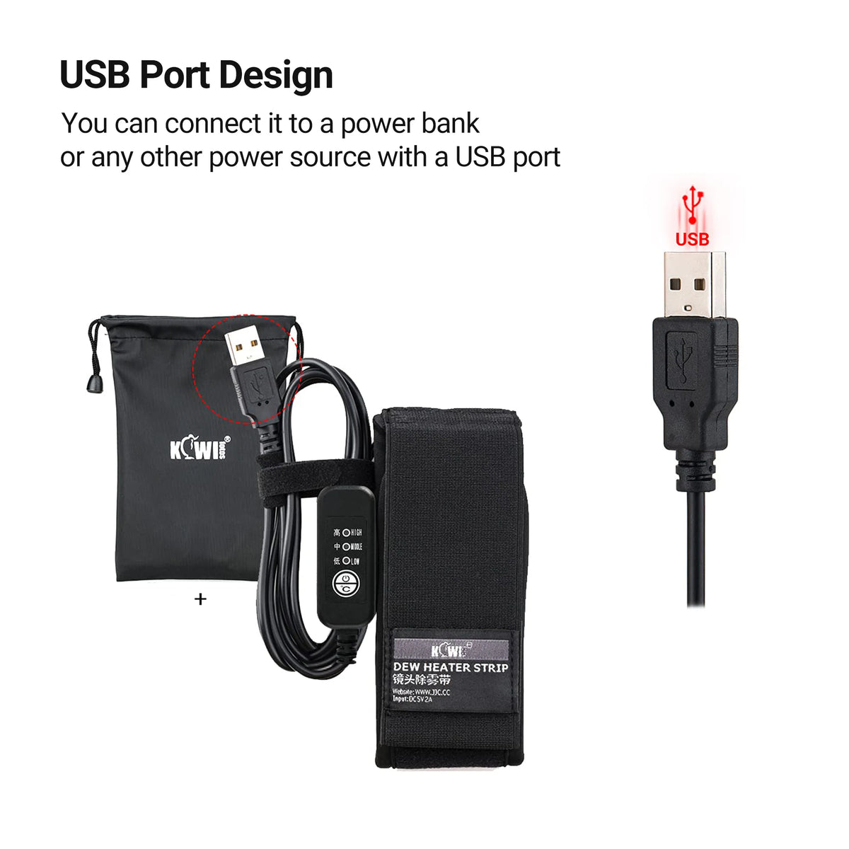 Cinta calefactora para lente de cámara USB